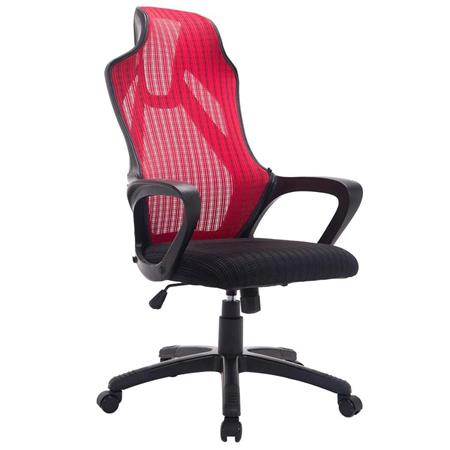 Sedia per Computer / Gaming YUCATAN, Design esclusivo sportivo, in Rete traspirante, colore Rosso