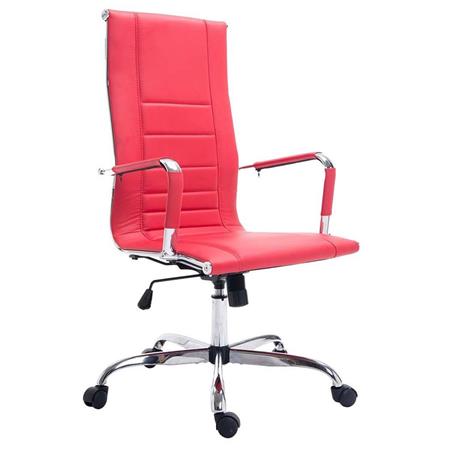 Sedia per ufficio KOLA, Design elegante, Struttura in metallo, Rivestimento in Pelle colore Rosso