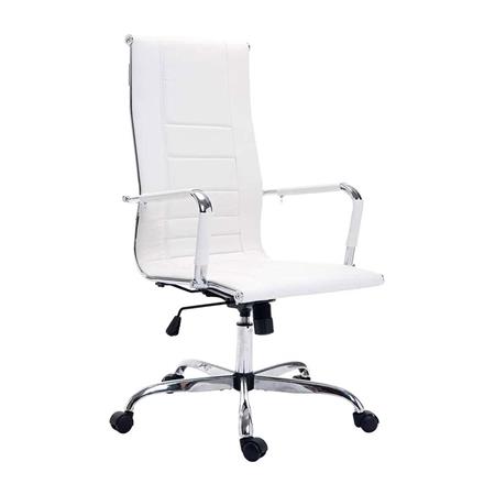 Sedia per ufficio KOLA, Design elegante, Struttura in metallo, Rivestimento in Pelle colore Bianco