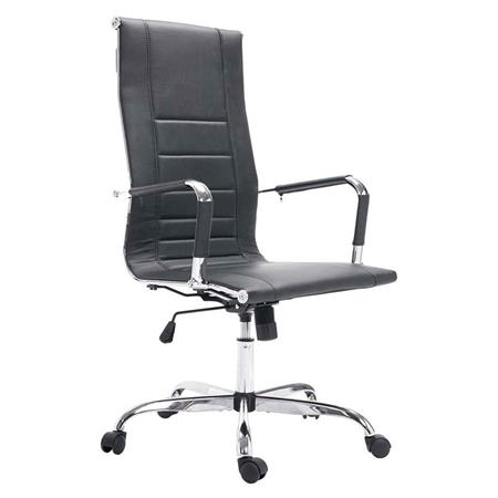 Sedia per ufficio KOLA, Design elegante, Struttura in metallo, Rivestimento in Pelle colore Nero