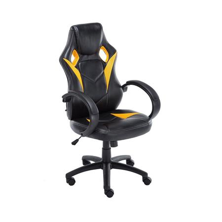 Sedia Gaming JARAMA, Grande Comfort e Design Sportivo, in Pelle e Tessuto a Rete, Colore Nero e Giallo