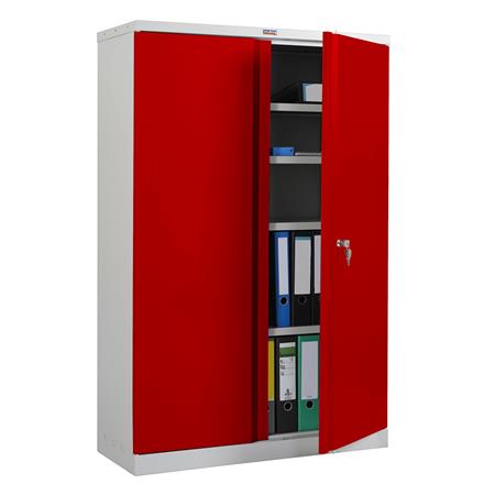 Armadio per archivio CARIN 2 ANTE, cm 140x92x37, in Acciaio, colore Rosso
