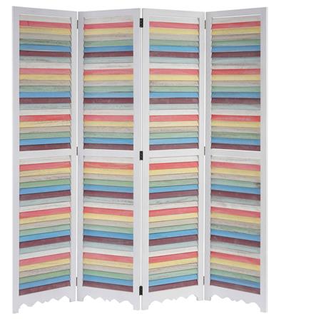 Paravento a 4 pannelli GERD, cm 170x160x2, Struttura in Legno Bianco e Design Multicolore