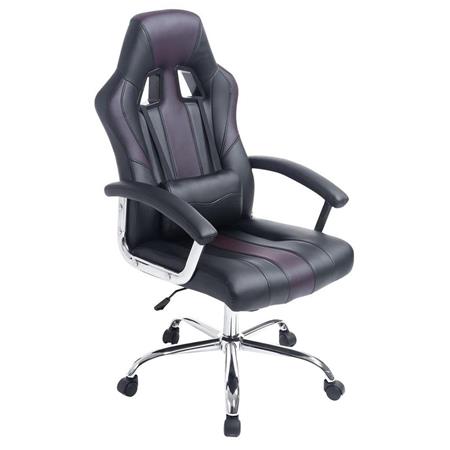 Poltrona Gaming INDOS, Design Sportivo, Grande Comfort, Base in Metallo, in Pelle Nero / Marrone