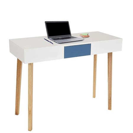 Tavolo per computer CONEL, Design nordico, Misure cm 120x55x82, in Legno, colore Bianco