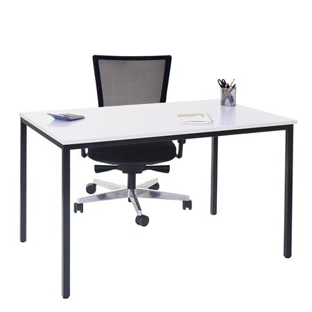 Tavolo per ufficio DEMI, misure cm 120x80x74,5, Struttura in Metallo e Ripiano in Legno colore Bianco