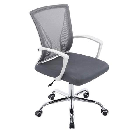 Sedia da ufficio CUBA, Sedile imbottito, Schienale in rete, Design moderno con Base cromata, Grigio