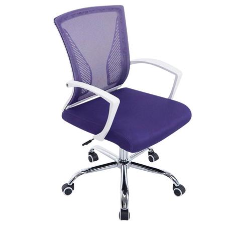 Sedia da ufficio CUBA, Sedile imbottito, Schienale in rete, Design moderno con Base cromata, Viola