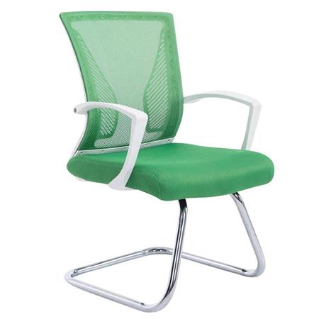 Sedia attesa CUBA V, Sedile imbottito, Schienale in rete, Design moderno con Base Cromata, Verde