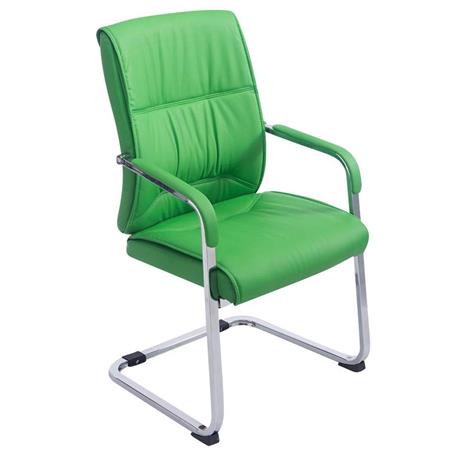 Poltroncina per ospiti MAEL, Comoda Imbottitura, Struttura Resistente, con Braccioli, in Pelle colore Verde