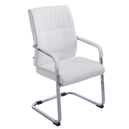 Poltroncina per ospiti MAEL, Comoda Imbottitura, Struttura Resistente, con Braccioli, in Pelle colore Bianco