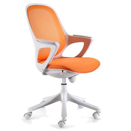 Sedia da ufficio VIRNA, Stile originale, Struttura robusta, Schienale traspirante, Bianco/Arancione
