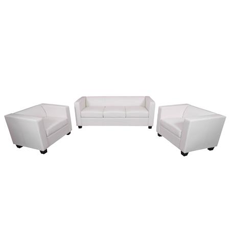 Set divani 3+1+1 modello BASILIO, Design Elegante, Grande Comfort, in Pelle colore Bianco