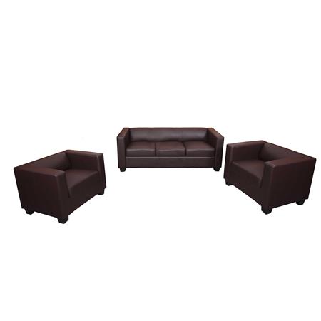 Set divani 3+1+1 modello BASILIO, Design Elegante, Grande Comfort, in Pelle color Caffè