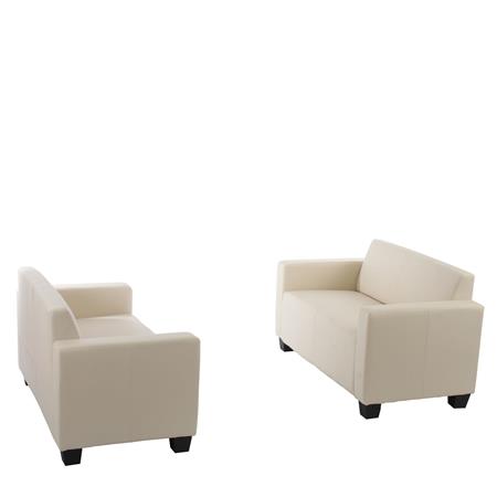 Set due divani a 2 posti RODDY, Grande comfort e Design moderno, in Pelle, color Panna