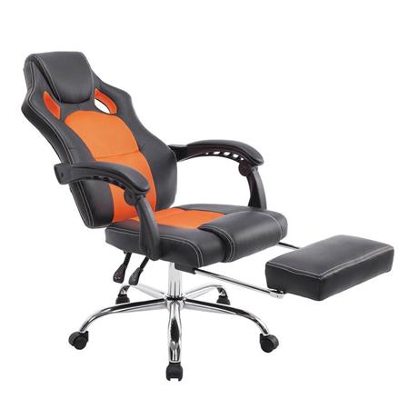 Poltrona Gaming SPRINT, con Poggiapiedi regolabile, Reclinazione basculante, colore Nero/Arancione