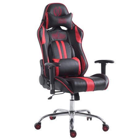 Poltrona Gaming LOGAN, Reclinabile, XXL, con Cuscini, Pelle Nera/Rossa