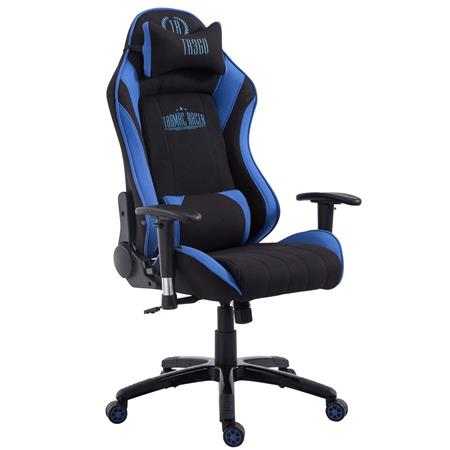 Sedia Gaming TURBO TESSUTO, Cuscino Lombare e Cervicale, XXL, colore Nero/Blu