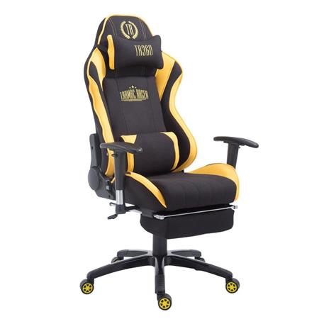 Sedia Gaming TURBO TESSUTO con Poggiapiedi, Reclinabile, con Cuscini, Nero/Giallo