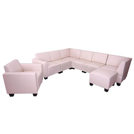 Set divani 6+1+1 modello LYON, Design Moderno e Comfort, in Pelle colore Panna