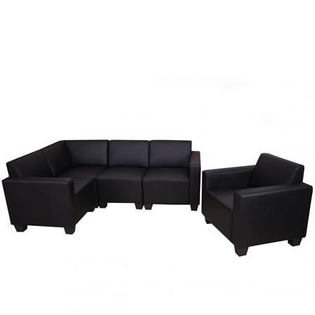Set divano 4+1 modello LYON, Design Moderno e Comfort, in Pelle colore Nero