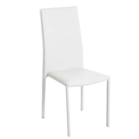 Sedia per Ospiti LAURA, Impilabile, Gambe in Metallo, in Pelle colore Bianco
