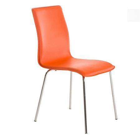 Sedia Ospiti e Riunioni MIKI, Seduta in Pelle, Gambe in Metallo, colore Arancione