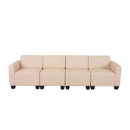 Divano modulare 4 posti LYON, Design e Comfort, in Pelle colore Panna
