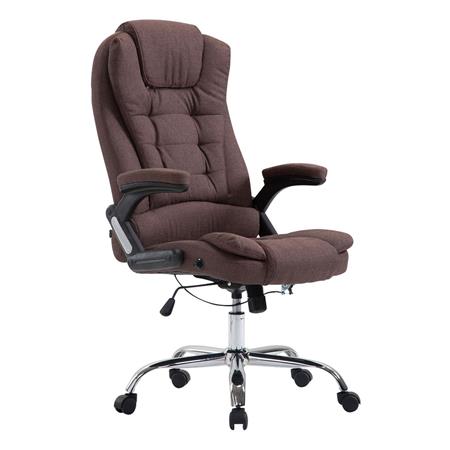Poltrona Ufficio SAN ANTONIO TESSUTO, Imbottitura spessa, Base cromata, Fino a 150kg, color Marrone