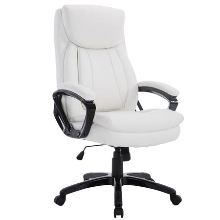 Poltrona ufficio TOMPA, Resistente fino a 150kg, Elegante e Di Qualità, in Pelle color Bianco