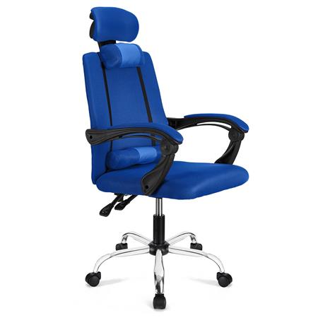 Sedia ergonomica FABIO, Reclinabile, con Cuscini, In Rete Traspirante color Blu