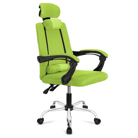Sedia ergonomica FABIO, Reclinabile, con Cuscini, In Rete Traspirante color Verde