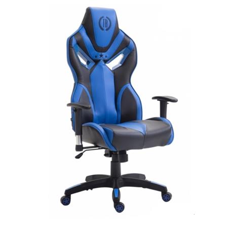 Sedia Gaming HAMIL, Design Sportivo, Rivestita in Pelle, colore Blu