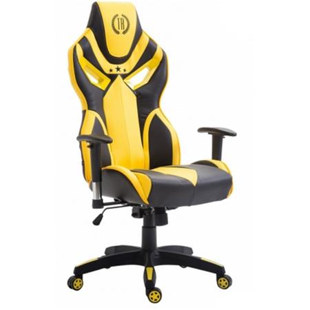 Sedia Gaming HAMIL, Design Sportivo, Rivestita in Pelle, colore Giallo