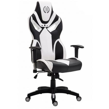 Sedia Gaming HAMIL, Design Sportivo, Rivestita in Pelle, colore Bianco