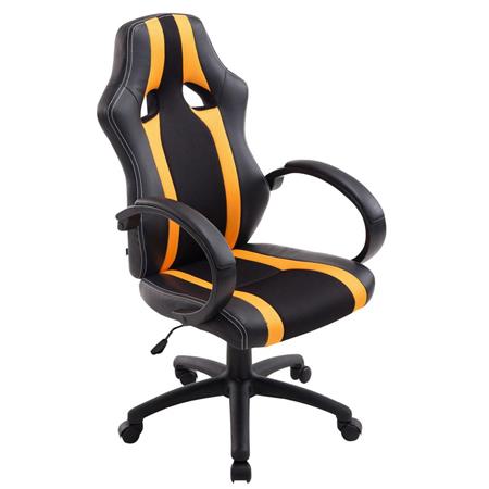 Sedia Gaming per ufficio WIND BASE, con Ampio Schienale, Design esclusivo, in Pelle, colore Nero/Giallo