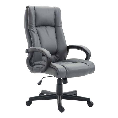 Poltrona da ufficio direzionale NINA, Comoda imbottitura, Schienale ergonomico, in Pelle color Grigio