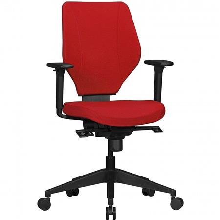 Sedia da ufficio COLINS, Design geometrico, Braccioli Regolabili, Seduta in Tessuto Rosso