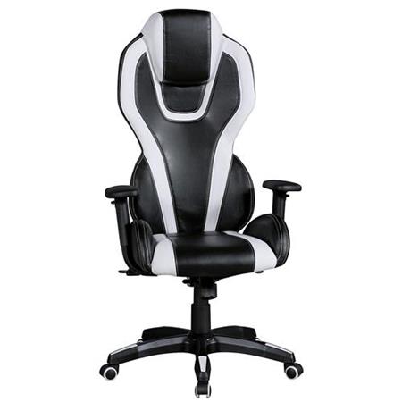 Sedia per ufficio IRIS, Design Racer, Poggiatesta integrato, in colore Nero / Bianco