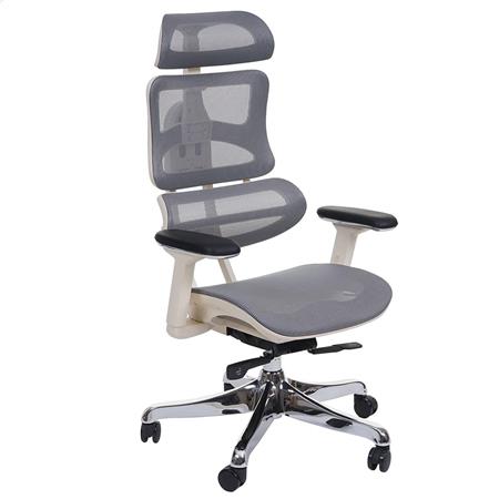 Sedia da ufficio Ergonomica MINERVA, Completamente Regolabile, ISO 9001, colore Grigio/Bianco