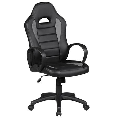 Sedia Gaming CHAM, Meccanismo Basculante, in Rete e Pelle, colore Nero e Grigio scuro