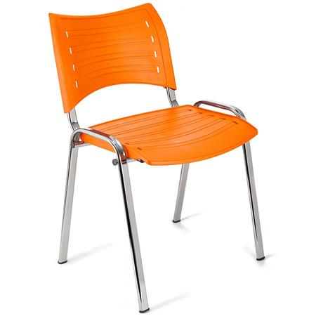 Sedia per Sala Attesa ELVA, Pratica e impilabile, Ottima qualità, colore Arancio e gambe Cromate