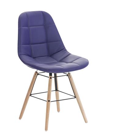 Sedia per Ospiti TOMMY, Design Scandinavo, in Legno color Faggio e Pelle color Viola