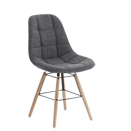 Sedia per Ospiti TOMMY TESSUTO, Design Scandinavo, in Legno color Faggio e Tessuto Grigio