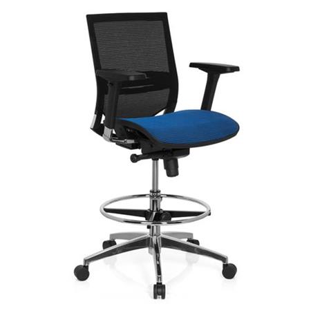 DEMO# Sgabello / Sedia ergonomica TOP WORK 80, Regolabile, Sostegno lombare, 8 ore uso, Blu