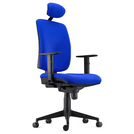 Sedia Ergonomica PIERO, in Tessuto color Blu, con Poggiatesta e Braccioli Regolabili