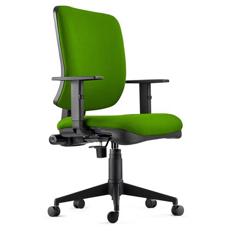 Sedia Ergonomica DIEGO, in Tessuto color Verde, Spessa Imbottitura e Meccanismo Sincronizzato 