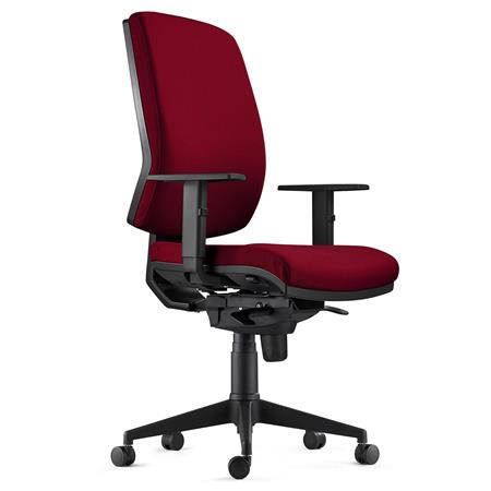 Sedia Ergonomica OLIVER, in Tessuto color Bordeaux, con Braccioli Regolabili e Soffice Imbottitura