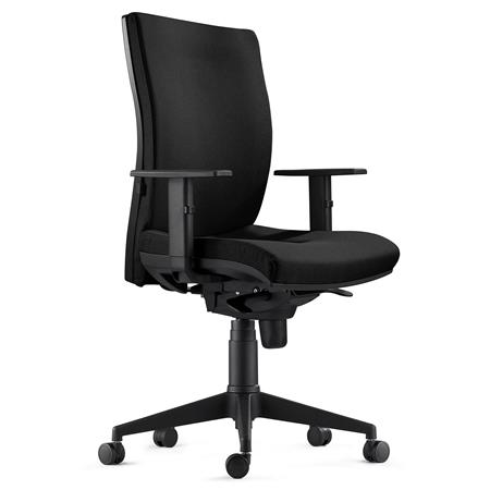 Sedia Ergonomica KEVIN, in Tessuto color Nero, con Sostegno lombare e Braccioli Regolabili