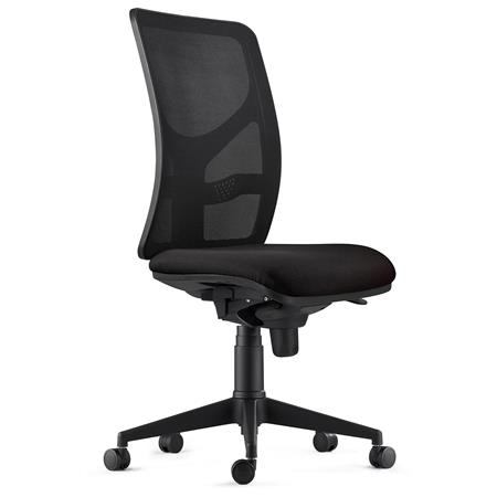 Sedia da Ufficio MILO, Senza Braccioli, Ergonomica, Supporto Lombare, In Tessuto Ignifugo Nero